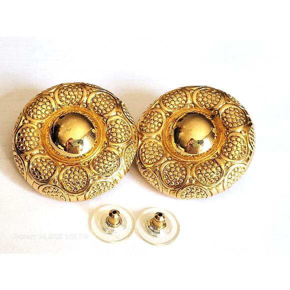 Christian Dior Medallion Pierced Earrings - Signed Vintage Chic Estate Find - Picture 4 of 11